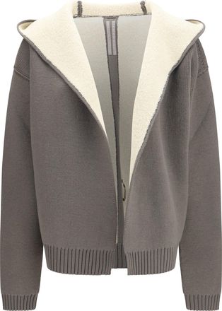 Rick Owens Womens Hoodie Robe Sweater Dust-Natural Fleece Wool (ovis Aries) Jacket Dust/natural