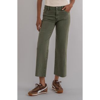 Kut from the Kloth Raw Hem High Waist Ankle Wide Leg Jeans in Seaweed at Nordstrom, Size 16