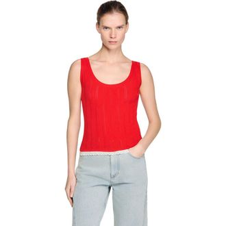 Sandro Knit and lace top in Red at Nordstrom, Size X-Small