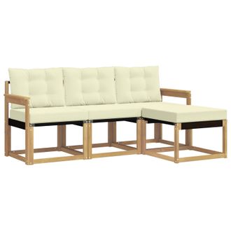 vidaXL Conjunto De Sof&aacute;s De Exterior Con Coj&iacute;n 4 Pcs Blanco Y Crema Vidaxl