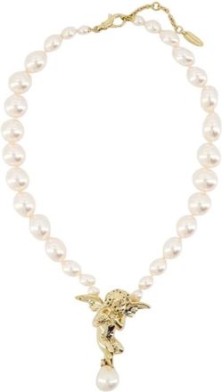 Vivienne Westwood Collana con Perle Grandi Putti - - Accessories - Donna - Giallo - ONE SIZE