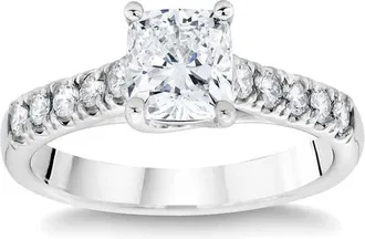 Pompeii3 1 1/2 Ct Cushion Diamond Engagement Ring 14k White Gold Lab Grown