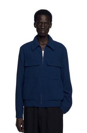 Sandro Textured zip-up jacket in Royal Blue at Nordstrom, Size Xx-Large