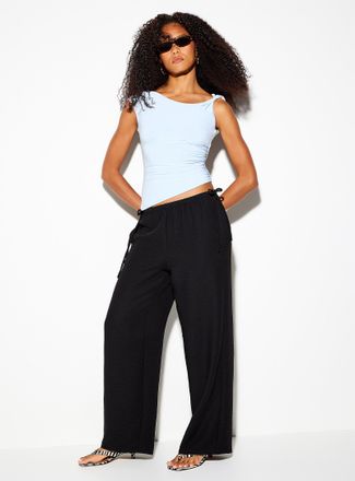 Icone Womens Side bows flowy crepe wide-leg pant