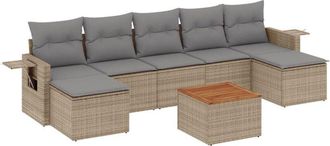 vidaXL Juego De Sof&aacute;s De Jard&iacute;n Con Cojines Beige 8 Pzas Rat&aacute;n Pe Vidaxl