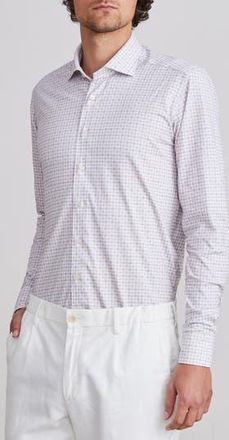 Emanuel Berg 4Flex Stretch Modern Fit Check Knit Dress Shirt in Light Pastel Pink at Nordstrom Rack, Size X-Large