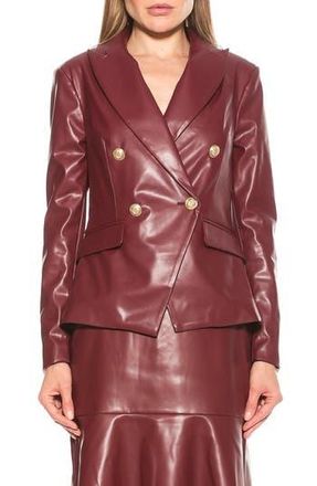 Alexia Admor Faux Leather Double-Breasted Peak Lapel Blazer in Burgundy at Nordstrom Rack, Size 10
