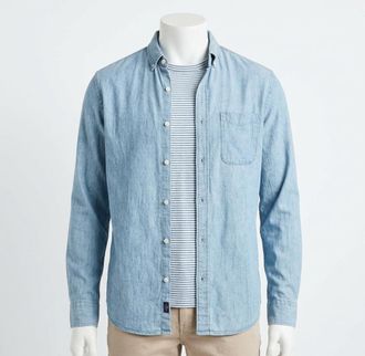 Faherty Tried & True Chambray Shirt In Vintage Indigo