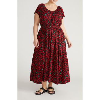 Universal Standard Liquid Jersey Maxi Dress in Very Cherry Print at Nordstrom, Size Xxx-Large