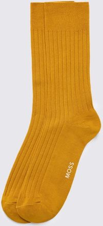 Moss Gold Mercerised Ribbed Sock