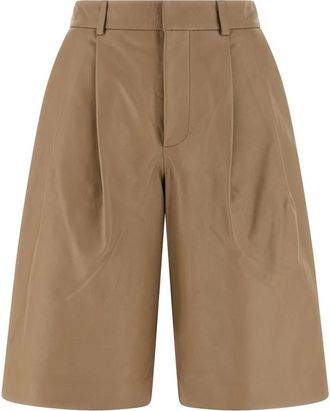 Yves Salomon Nappa Bermuda Shorts - Dames - Korte Broeken - Beige - 2XS - Leer - Korte Broeken