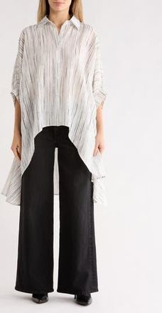 Patrizia Luca Oversize High/Low Button-Up Shirt in Off White at Nordstrom Rack