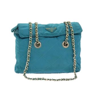 Prada Pre-owned Shoulder Bags, female, Blue, Size: ONE SIZE Pre-owned Nylon Shoulder Bag