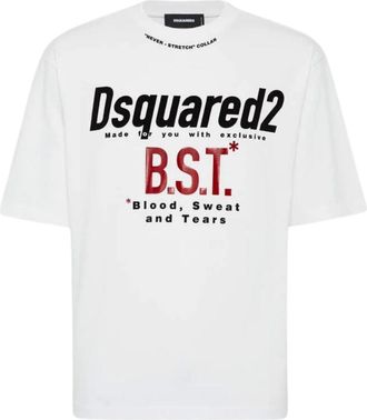Dsquared2 DSquared2 Heren Bloody Sweat Tears T-shirt (Puur wit)