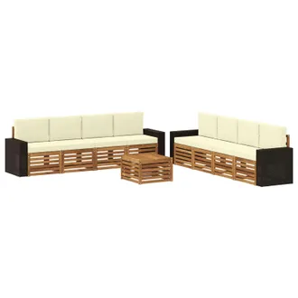 vidaXL Set Di Divani Da Esterno 9 Pz Naturale E Crema Vidaxl