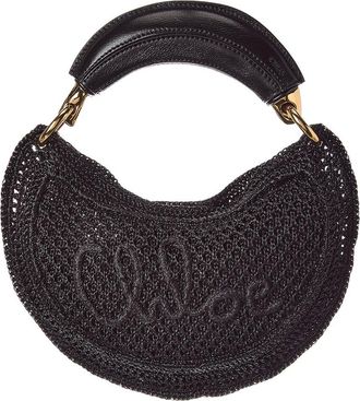 Chlo&eacute; Summer Mini Banana Glitter Crochet & Leather Hobo Bag