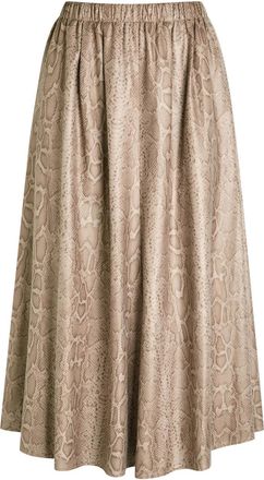 Forte_Forte Forte_forte Textured Python-print Faux Suede Midi Skirt - Stone - 0 (UK 6 / XS)
