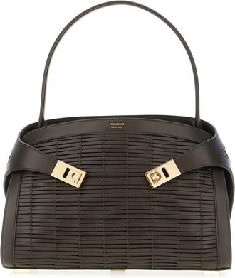 Ferragamo Medium Hug Handtas - Dames - Handtassen - Bruin - ONE Size - Leer - Tassen