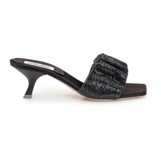 Sebastian Milano Zwarte Strass Hakken Muiltjes - Dames - Muiltjes - Zwart - 35 EU - Schoenen