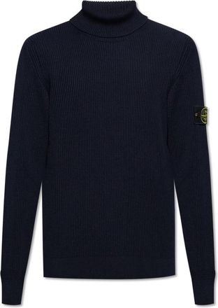 Stone Island Coltrui met logo - Heren - Coltruien - Blauw - M - Wol - Truien & Vesten