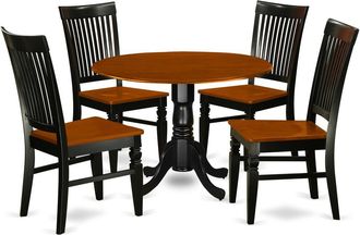 East West Furniture Dining Room Set Black & Cherry, DLWE5-BCH-W