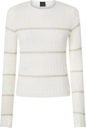 Pinko Elegante Witte Trui - Dames - Ronde hals truien - Wit - L - Katoen - Truien & Vesten