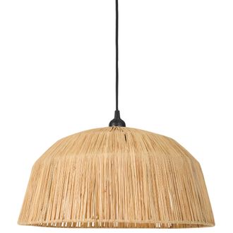 Beliani L&aacute;mpara Colgante De Paja Con Pantalla De C&uacute;pula Tejida De Estilo Boho Natural Umba