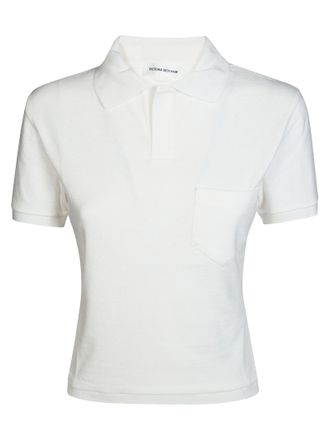 Victoria Beckham White Boxy Short Sleeve Polo Shirt
