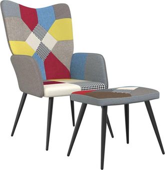 vidaXL Silla de relax con taburete tela patchwork vidaXL
