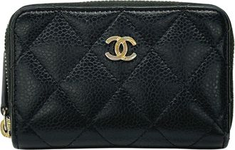 Chanel Black Grained Calfskin Coin Purse/Coin Case (Pre-Owned)