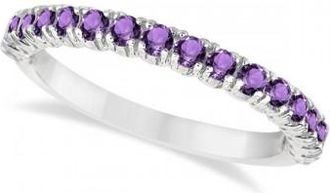 Allurez Half-Eternity Pave-Set Amethyst Stacking Ring Palladium (0.95ct)