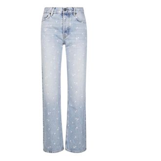 Fiorucci Straight Jeans, female, Blue, Size: W26 Floral Print Jeans