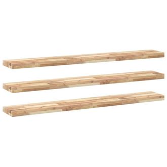 Berkfield Home Floating Shelves 3 pcs 140x20x4 cm Untreated Solid Wood Acacia in Brown | Size: 140 x 20 x 4 cm