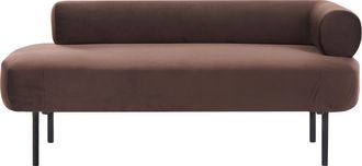 Beliani Chaise Longue Tapizado De Terciopelo Patas De Metal Derecho Marr&oacute;n Oscuro Mirmande