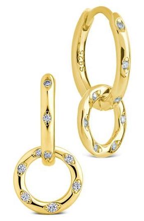 Sterling Forever Double Halo Pav&eacute; Drop Earrings in Gold at Nordstrom Rack