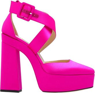 Jimmy Choo London Gian Platform Pumps - Dames - Pumps - Roze - 37 1/2 EU - Satijn - Schoenen