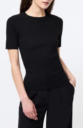 French Connection Marley Wide Rib Top in Black at Nordstrom Rack, Size X-Small