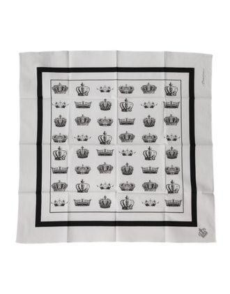 Dolce & Gabbana Witte Kroon Katoenen Vierkante Foulard Sjaal