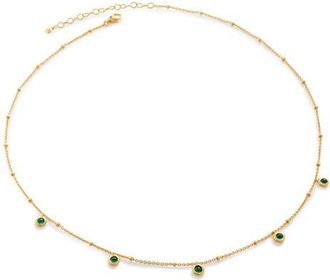 Monica Vinader Mini Green Onyx Choker Necklace in Yellow Gold at Nordstrom, Size 17
