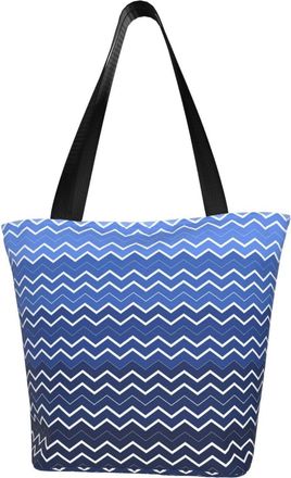 AOOEDM Gradient Blue Reusable Grocery Bag Shopping Bag Casual Shoulder Bag Handbag for Men Women ECO Market Bag Beach Bag Travel Totes