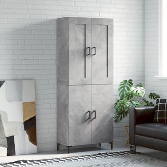 vidaXL Vidaxl - Aparador Alto Madera Contrachapada Gris Hormig&oacute;n 69,5x34x180 Cm