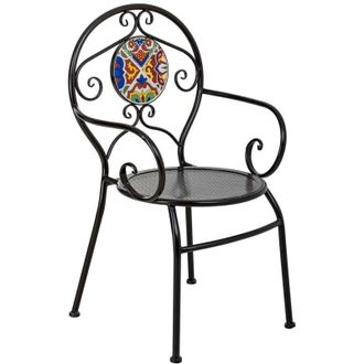 Wanderlust Deco Sill&oacute;n De Mosaico Y Forja Negro 58x42x88h Cm