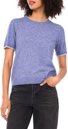 1.State Double Crewneck Short Sleeve Cotton Sweater in Berry Blue at Nordstrom Rack, Size Xx-Small