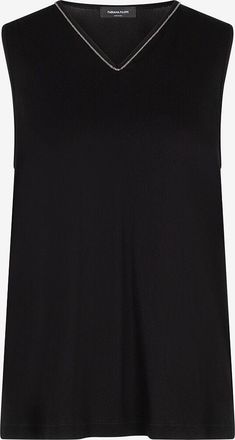 Fabiana Filippi &Auml;rmelloses Cr&ecirc;pe-Top mit perlenbesticktem V-Ausschnitt