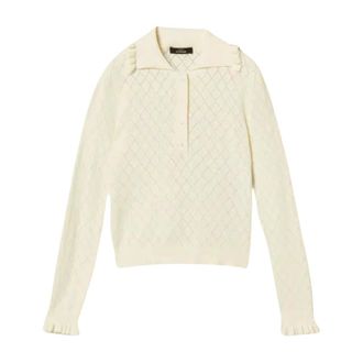 Twinset Polo shirt met ruches - Dames - Tops - Wit - Maat: L Acryl