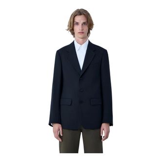 Dries Van Noten Blazers, male, Black, Size: XL Single-Breasted Wool Blazer