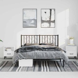 Berkfield Home Metal Bed Frame without Mattress with Headboard Black 193x203cm | Size: 193x203 cm
