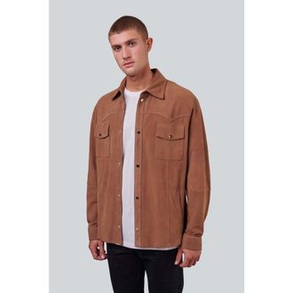 FURNIQ Jett Suede Shirt Jacket in Chestnut at Nordstrom, Size Xxx-Large