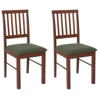 Beliani Beliani - Conjunto De 2 Sillas De Comedor Tapizadas Madera Oscura Verde Oscuro Orono