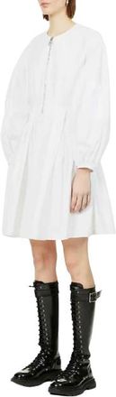 Alexander McQueen Puff-Sleeve Cotton-Poplin Mini Dress Size M
